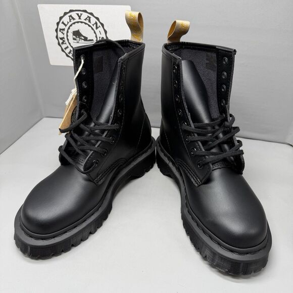 Dr. Martens 27032 Women Mono Vegan Leather Combat Boots Black Lace Up Size 5 NEW - Picture 9 of 11